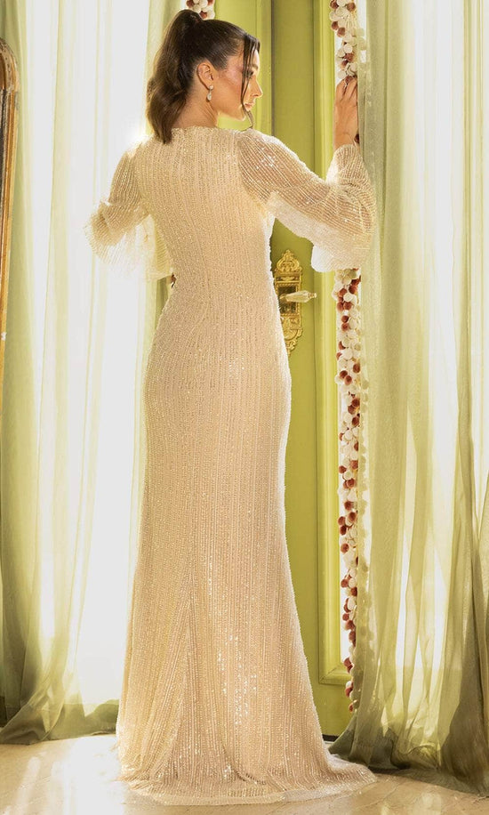 Terani Couture 242M3360 - Sequined Long Bell Sleeve Evening Gown