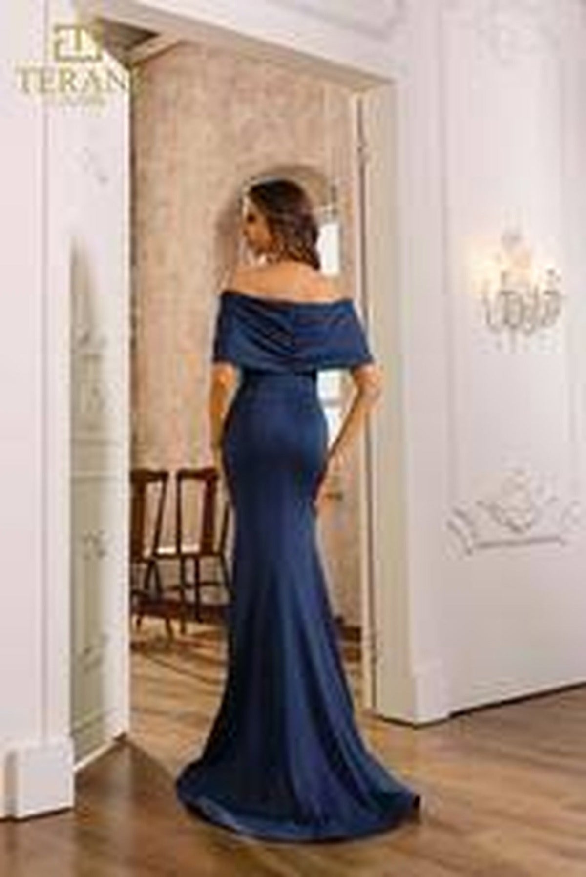 Terani Couture 251M4260 - Short Sleeve Seam-Sculpted Evening Gown