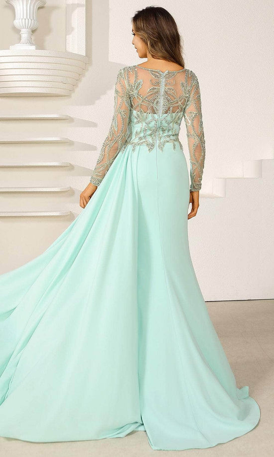 Terani Couture 251M4420 - Illusion Bateau Bead Encrusted Evening Gown