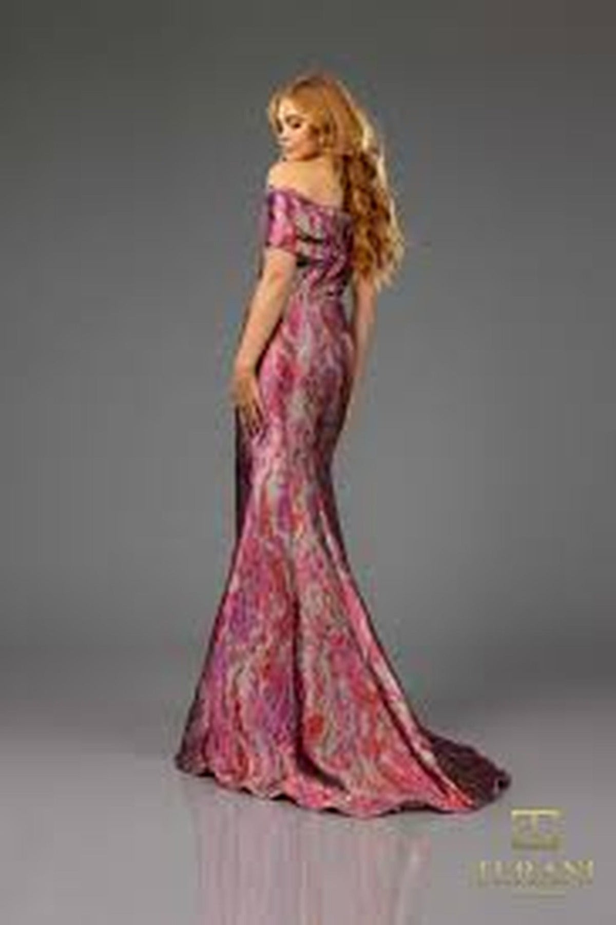 Terani Couture 251M4434 - Off Shoulder Lava Jacquard Evening Dress