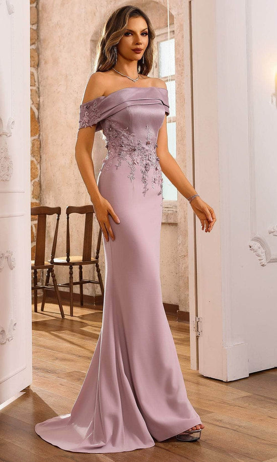 Terani Couture 251M4443 - Off-the-Shoulder Sheath Evening Gown