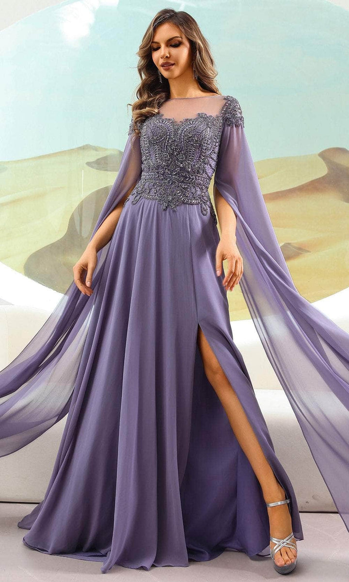 Terani Couture 251M4463 Illusion Bateau Beaded Evening Gown