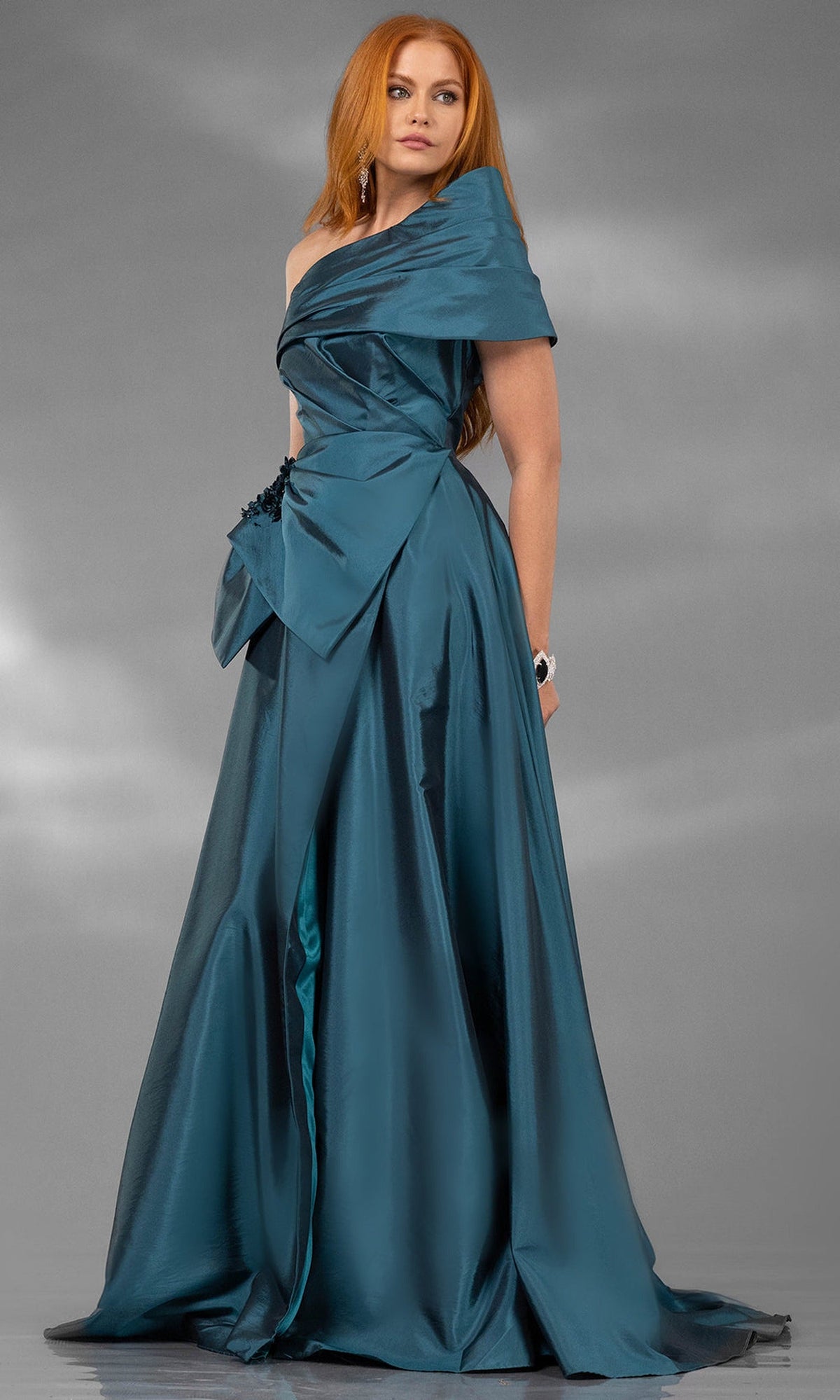 Terani Couture 252E5102 - Asymmetric Taffeta A-Line Gown