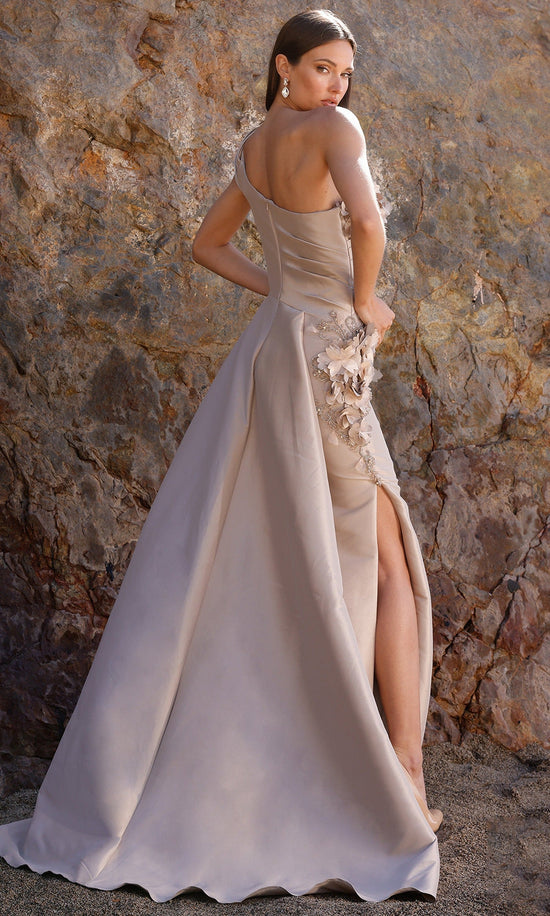 Terani Couture 252E5116 Floral Applique One Shoulder Dress