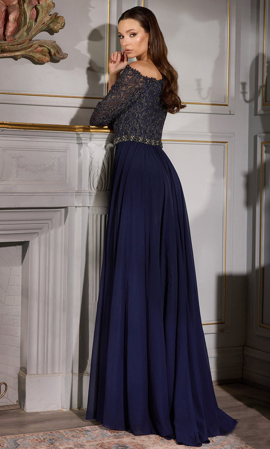 Terani Couture 252M5332 - Metallic Lace Chiffon A-line Gown