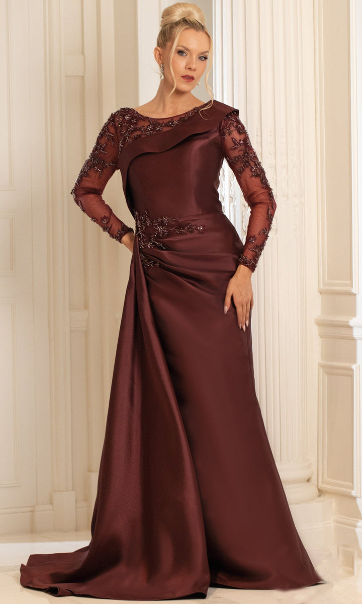 Terani Couture 252M5344 Illusion Neckline Embroidered Gown