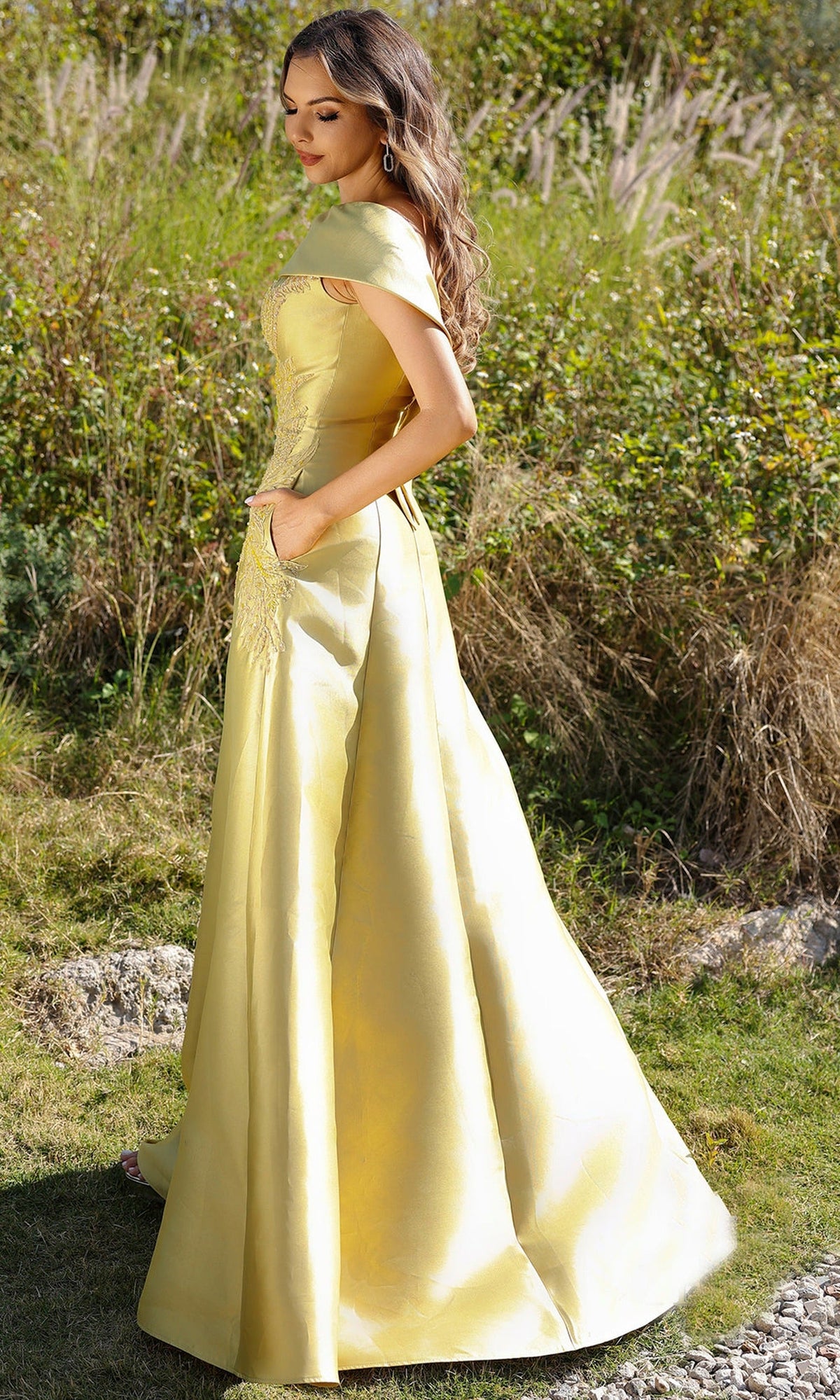 Terani Couture 252M5356 - Embroidered Mikado A-line Gown