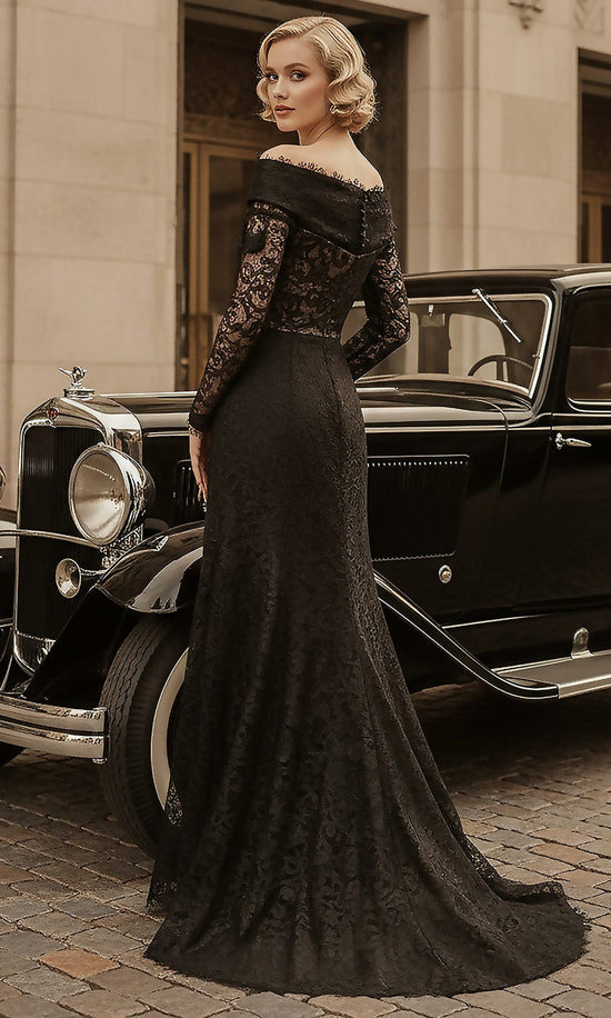 Terani Couture 261E6208 - Dramatic Off Shoulder Lace Evening Gown
