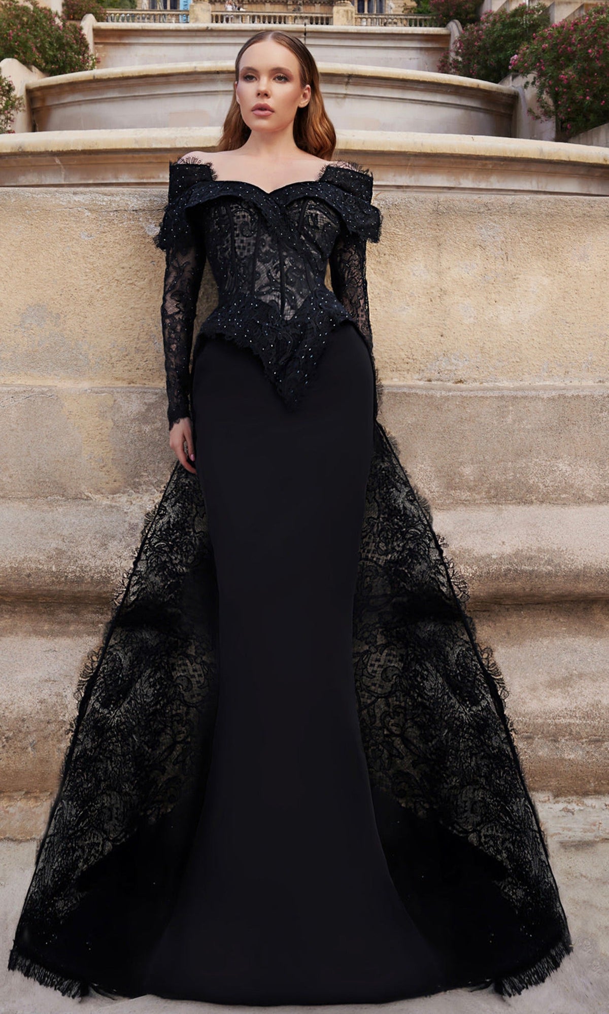 Terani Couture 261E6208 Dramatic Off Shoulder Lace Evening Gown