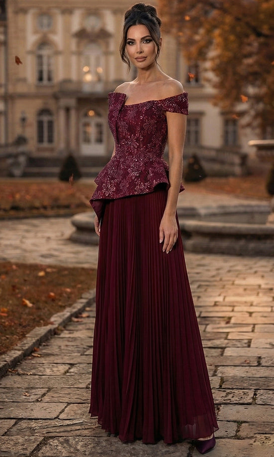 Terani Couture 262M7287 - Sequin Lace Off Shoulder Formal Gown